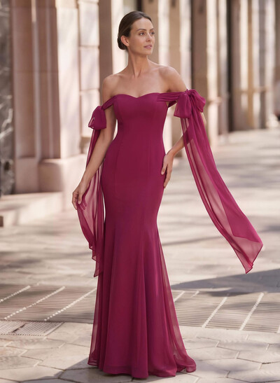 Trumpet/Mermaid Sweetheart Sleeveless Ankle-Length Chiffon Evening Gown With Sweeping Side Drape