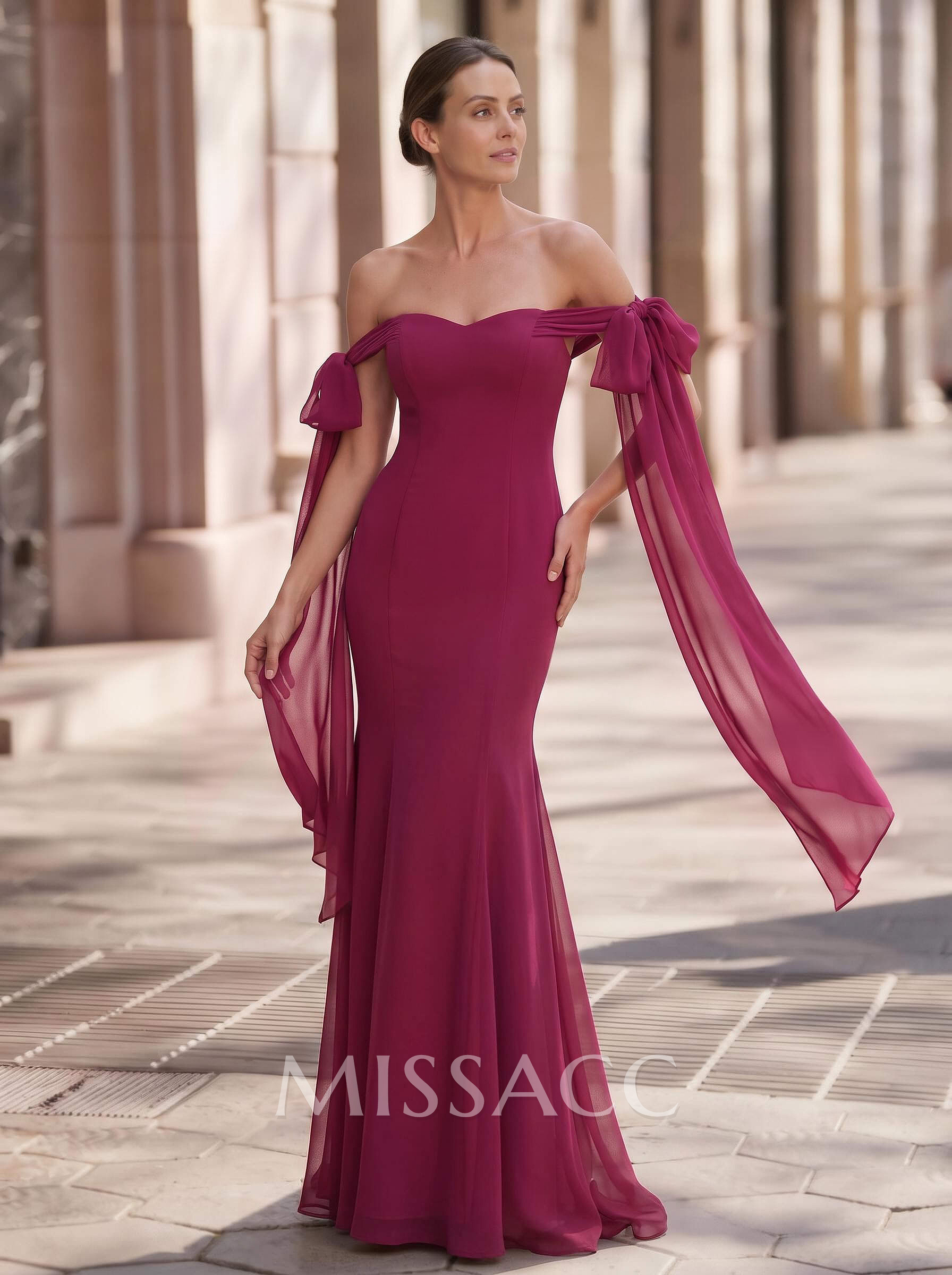 Trumpet/Mermaid Sweetheart Sleeveless Ankle-Length Chiffon Evening Dresses With Sweeping Side Drape