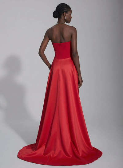 Trumpet/Mermaid Strapless Sleeveless Floor-Length Satin Evening Dresses