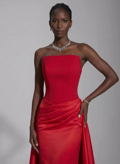 Trumpet/Mermaid Strapless Sleeveless Floor-Length Satin Evening Dresses
