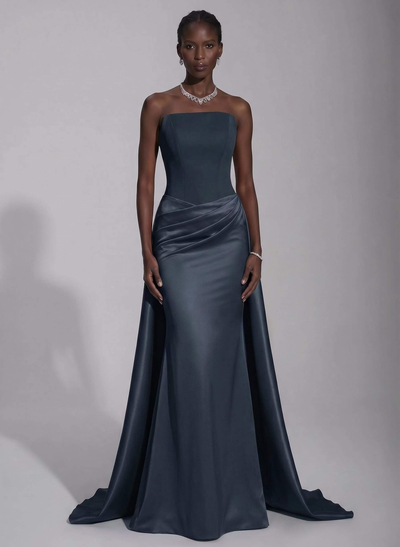 Trumpet/Mermaid Strapless Sleeveless Floor-Length Satin Evening Gowns