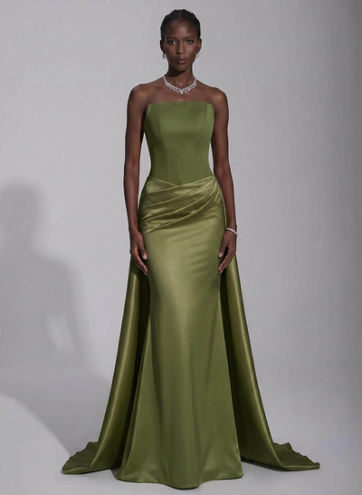 Trumpet/Mermaid Strapless Sleeveless Floor-Length Satin Evening Gowns