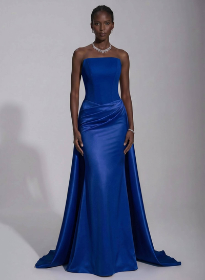 Trumpet/Mermaid Strapless Sleeveless Floor-Length Satin Evening Gowns