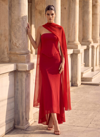 Trumpet/Mermaid Strapless Sleeveless Asymmetrical Chiffon Evening Dresses