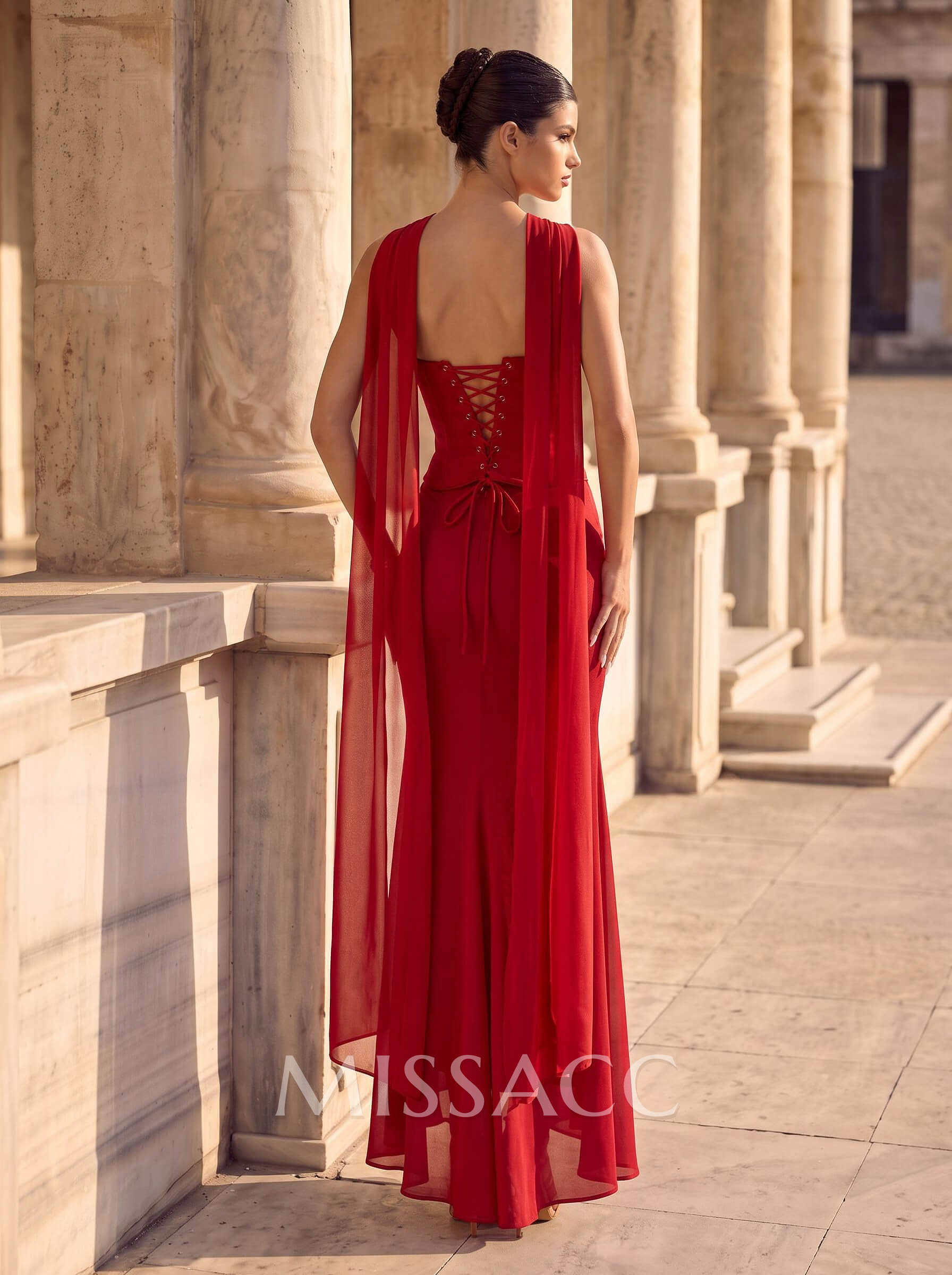 Trumpet/Mermaid Strapless Sleeveless Asymmetrical Chiffon Evening Dresses