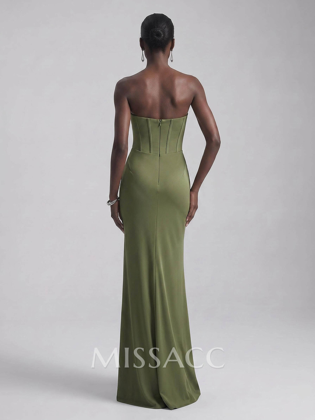 Sheath/Column Strapless Sleeveless Floor-Length Elastic Satin Evening Dresses