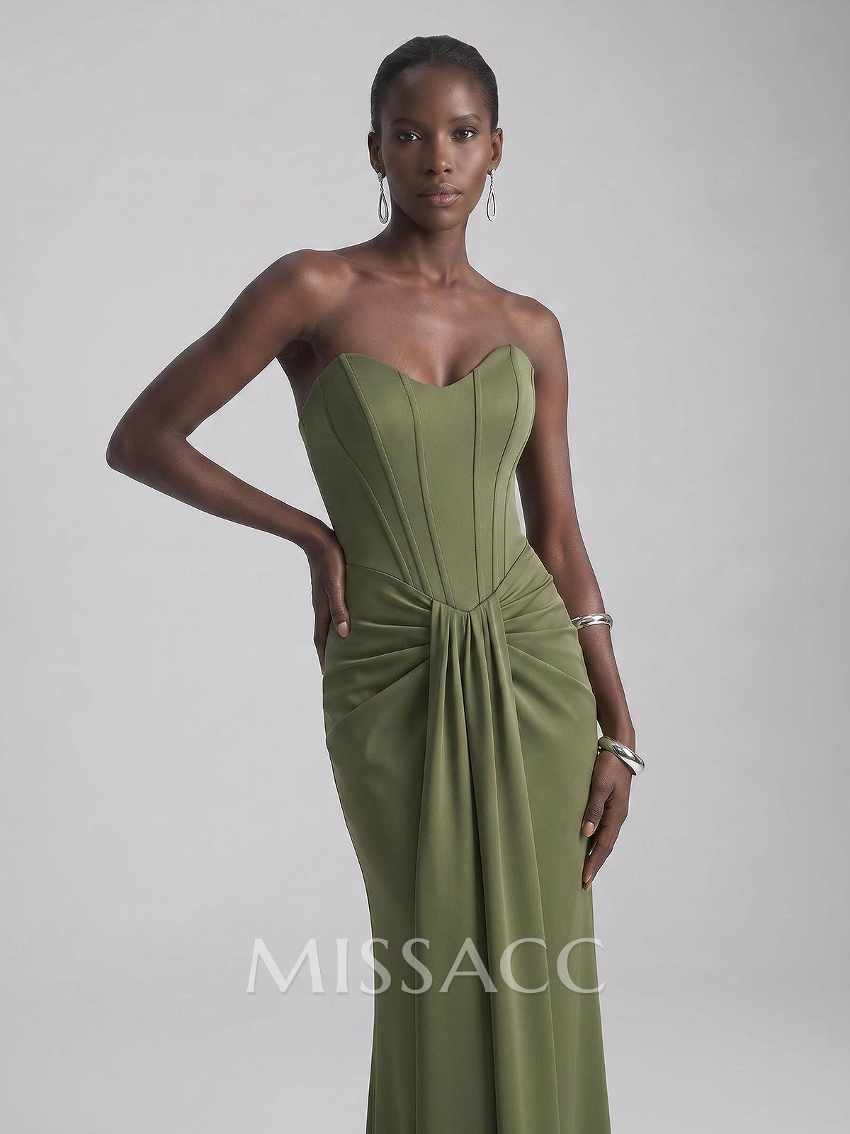 Sheath/Column Strapless Sleeveless Floor-Length Elastic Satin Evening Dresses