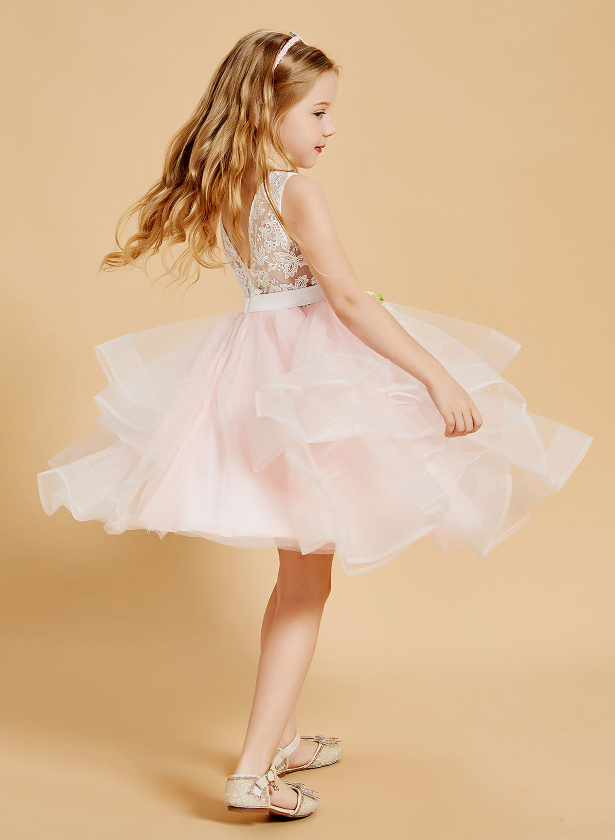 A-Line Scoop Neck Sleeveless Knee-Length Lace/Satin/Tulle Flower Girl Dresses With Bow(s)/Lace