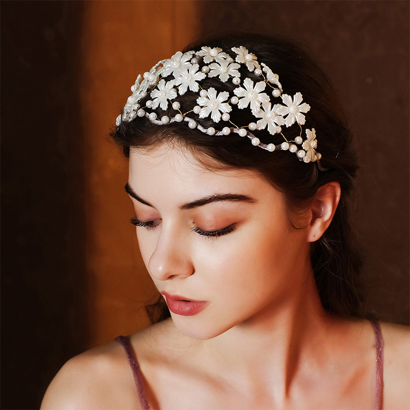 Wedding Headbands With Floral/Pearl Bridal Headpieces