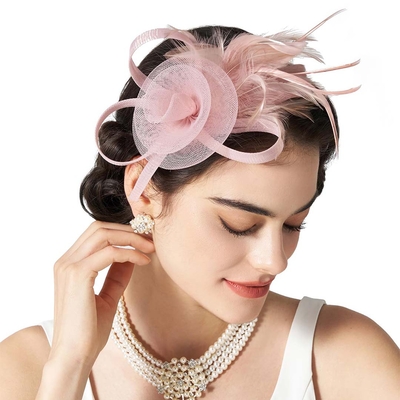 Elegant Faux Feather Flower Mesh Tea Party Fascinators With Clip Headband