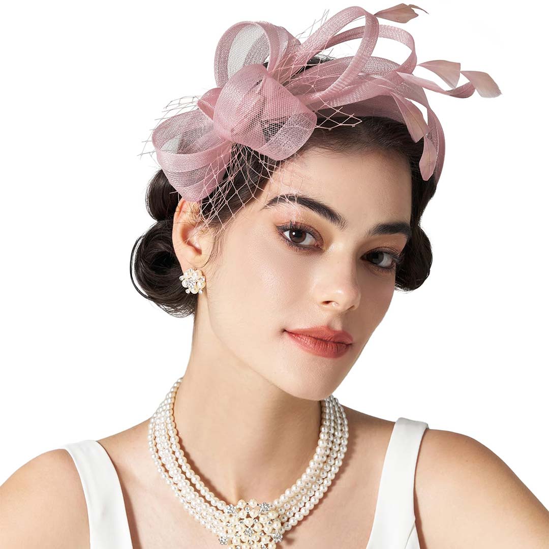 Elegant Flower Tulle Faux Feather Headband Fascinator