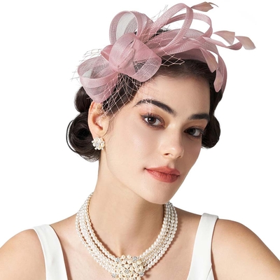 Elegant Flower Tulle Faux Feather Headband Fascinator