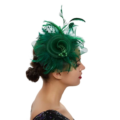 Faux Feather Polka Dot Mesh Headband Fascinator