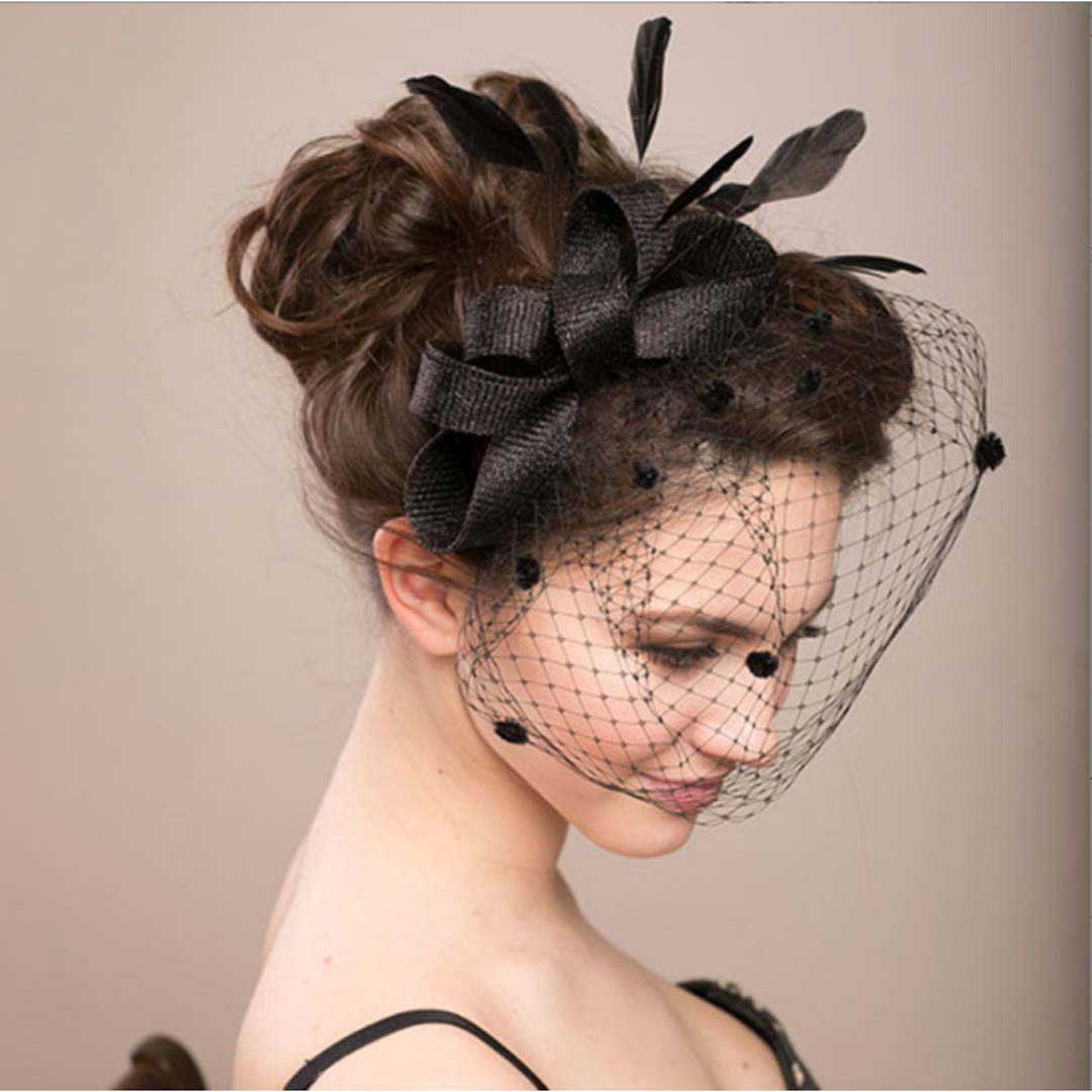 Elegant Tulle Faux Feather Fascinators Mesh Hair Clip Fascinator
