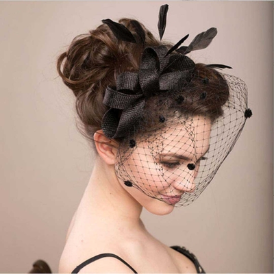 Elegant Tulle Faux Feather Fascinators Mesh Hair Clip Fascinator