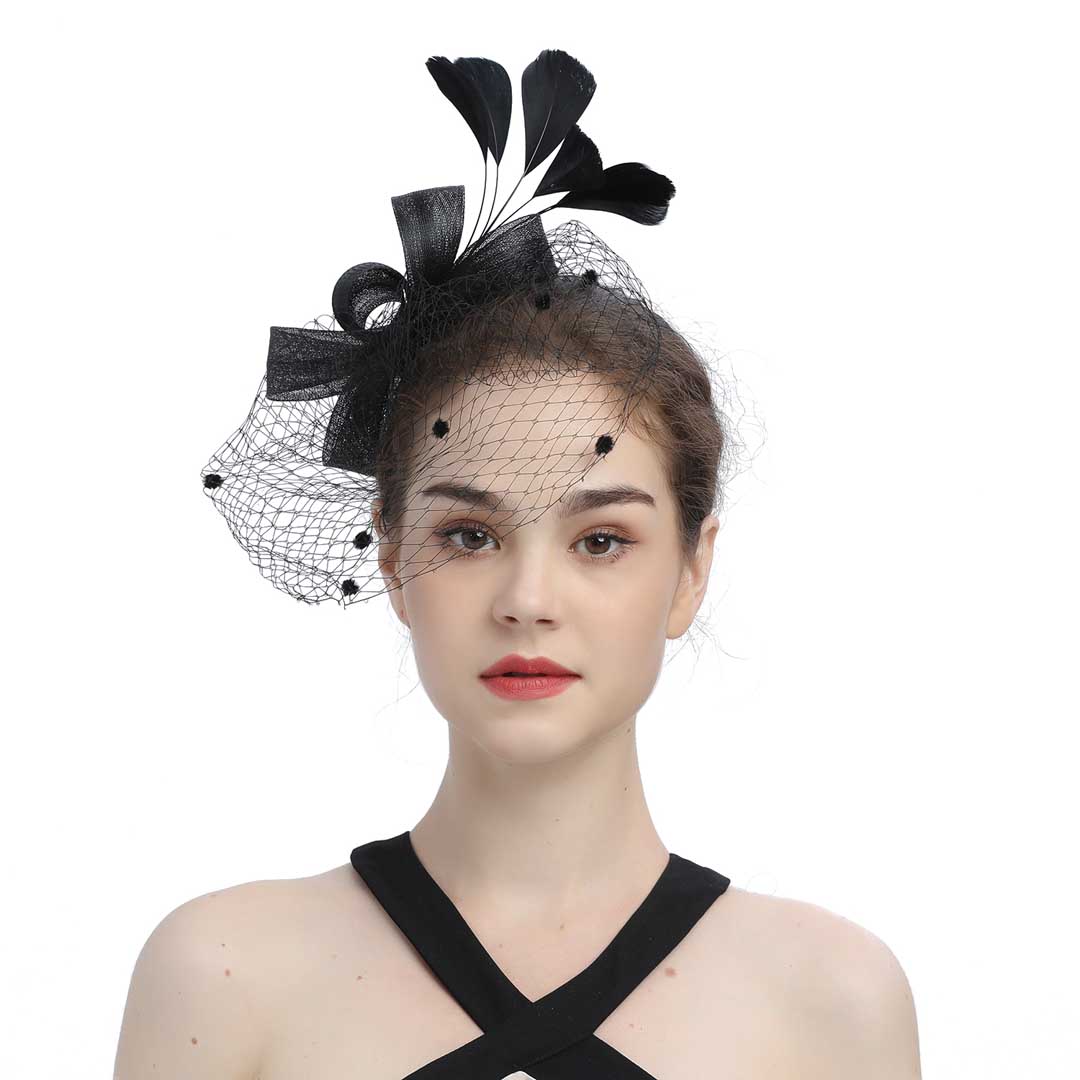 Elegant Tulle Faux Feather Fascinators Mesh Hair Clip Fascinator