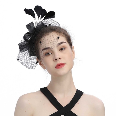 Elegant Tulle Faux Feather Fascinators Mesh Hair Clip Fascinator