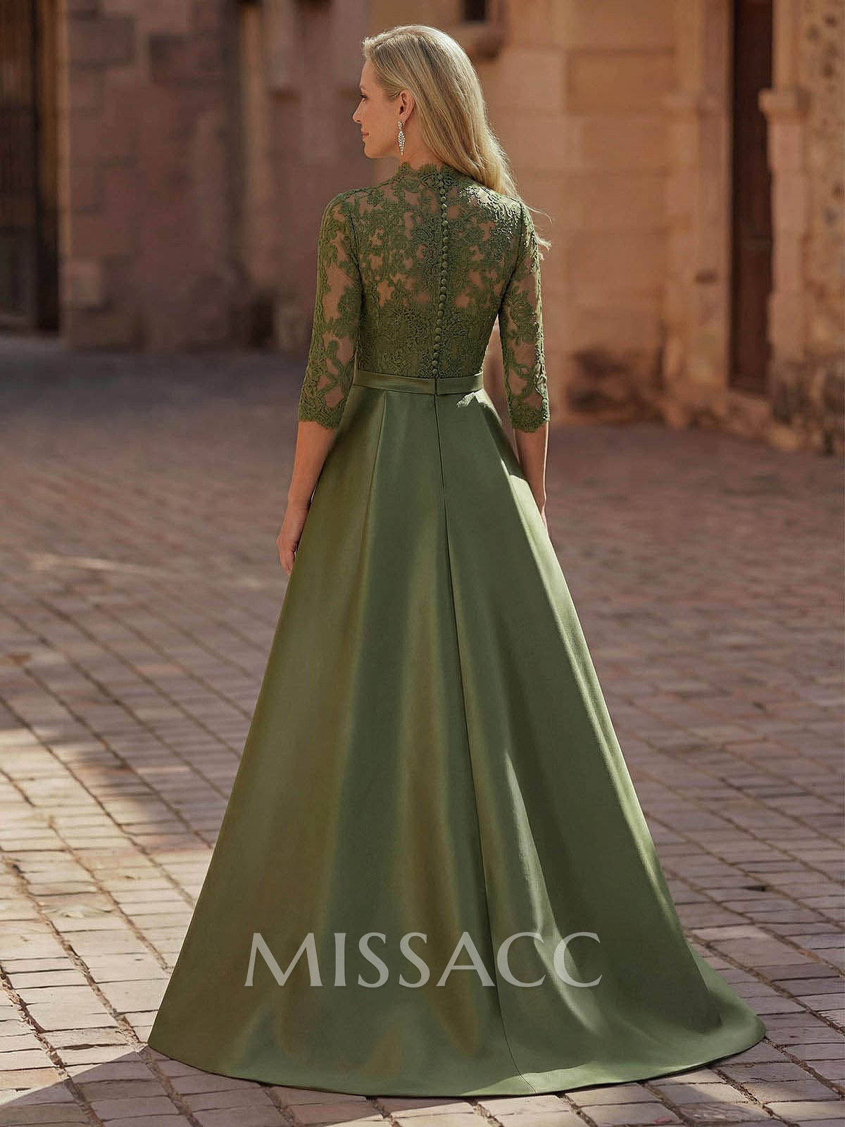 3/4 Sleeves A-Line V-Neck Sweep Train Satin Mother Of The Bride Dresses With Bow(s)/Appliques Lace 3/4 Sleeves A-Line V-Neck Sweep Train Satin Mother Of The Bride Dresses With Bow(s)/Appliques Lace