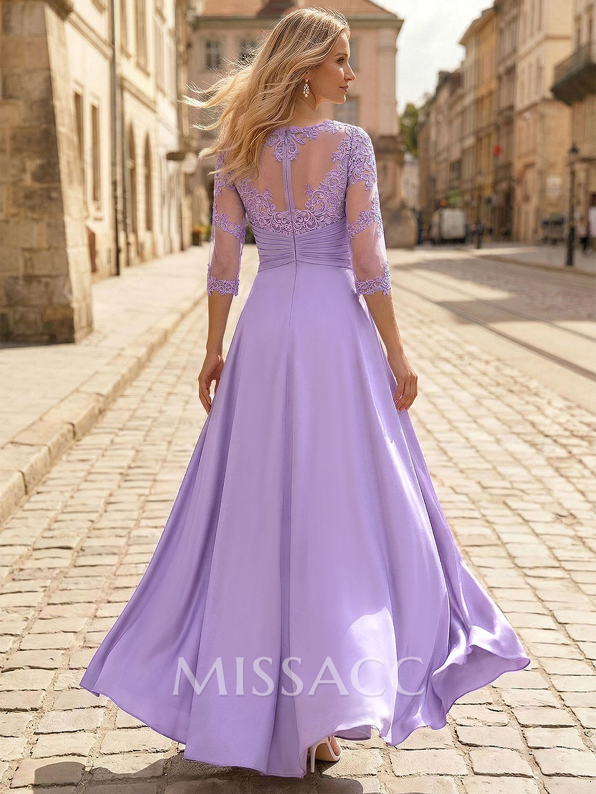 Jumpsuit/Pantsuit Scoop Neck 3/4 Sleeves Floor-Length Crepe Satin Mother Of The Bride Dresses With Lace/Overskirt Dress