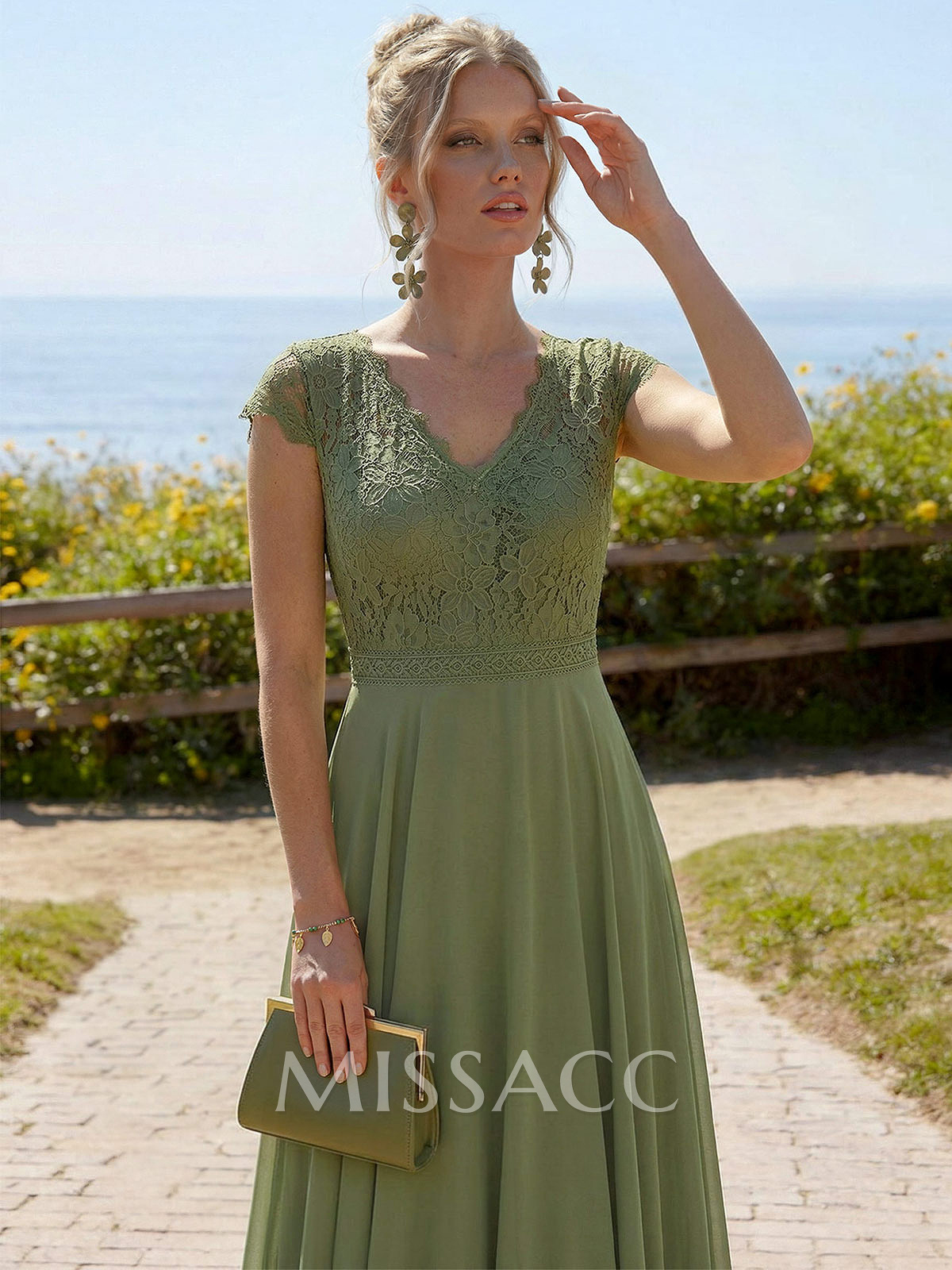 A-Line V-Neck Short Sleeves Floor-Length Chiffon/Lace Mother Of The Bride Dresses With Lace A-Line V-Neck Short Sleeves Floor-Length Chiffon/Lace Mother Of The Bride Dresses With Lace