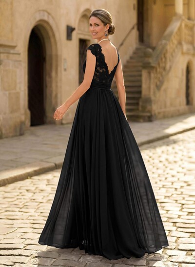 A-Line V-Neck Floor-Length Chiffon/Lace Mother Of The Bride Dresses With Lace/High Split