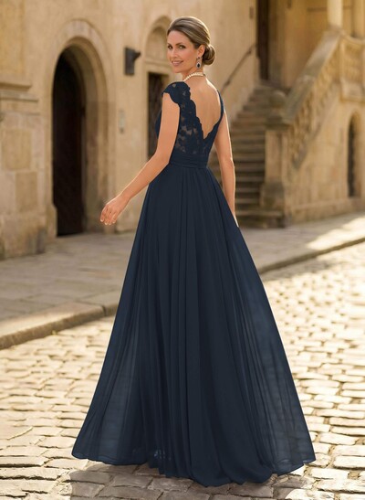 A-Line V-Neck Floor-Length Chiffon/Lace Mother Of The Bride Dresses With Lace/High Split