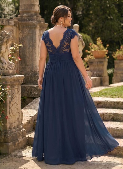 A-Line V-Neck Floor-Length Chiffon/Lace Mother Of The Bride Dresses With Lace/High Split