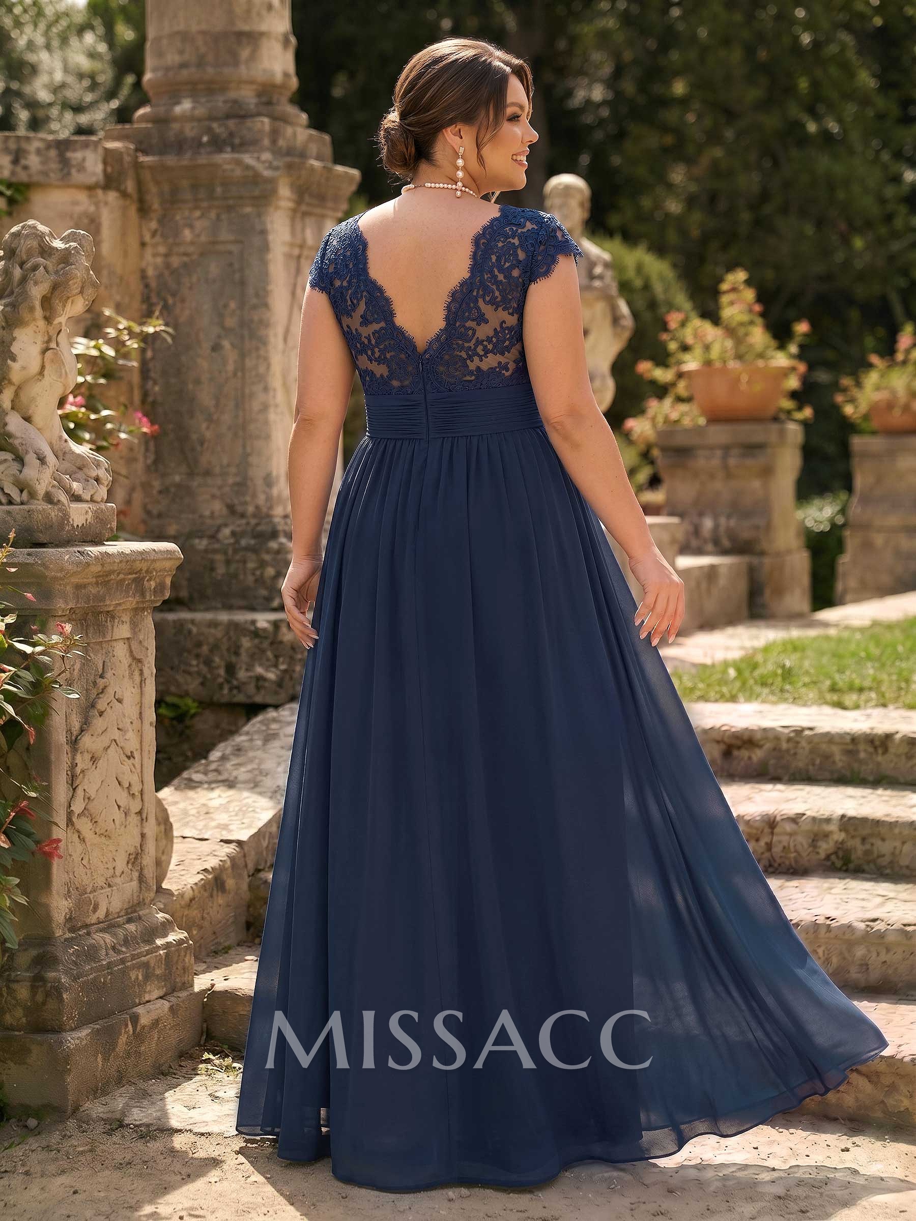 A-Line V-Neck Floor-Length Chiffon/Lace Mother Of The Bride Dresses With Lace/High Split A-Line V-Neck Floor-Length Chiffon/Lace Mother Of The Bride Dresses With Lace/High Split