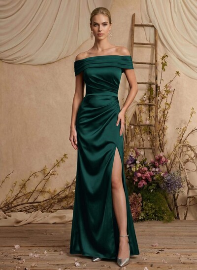 Trumpet/Mermaid Off-The-Shoulder Sweep Train Satin Mother Of The Bride Dresses With High Split