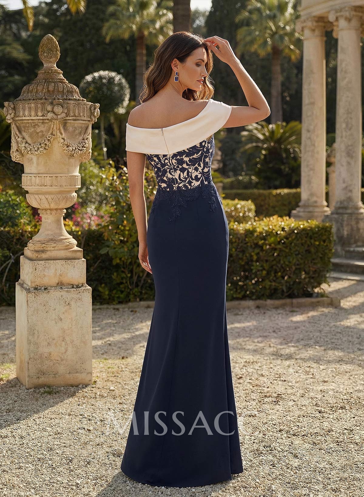 Trumpet/Mermaid Off-The-Shoulder Floor-Length Elastic Satin Mother Of The Bride Dresses With Appliques Lace Trumpet/Mermaid Off-The-Shoulder Floor-Length Elastic Satin Mother Of The Bride Dresses With Appliques Lace