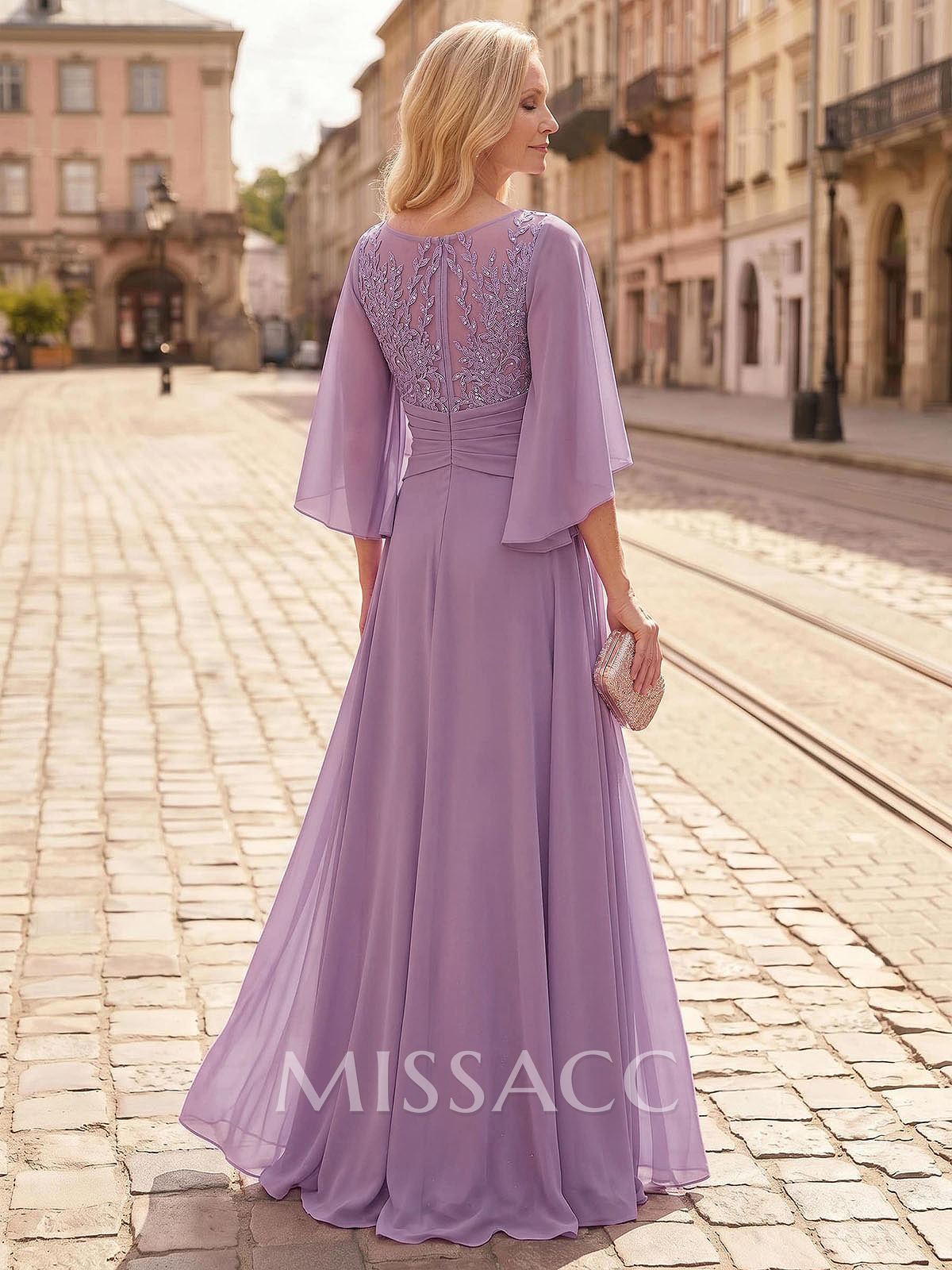 Trumpet/Mermaid Scoop Neck Floor-Length Chiffon Mother Of The Bride Dresses With Appliques Lace/Overskirt Dress
