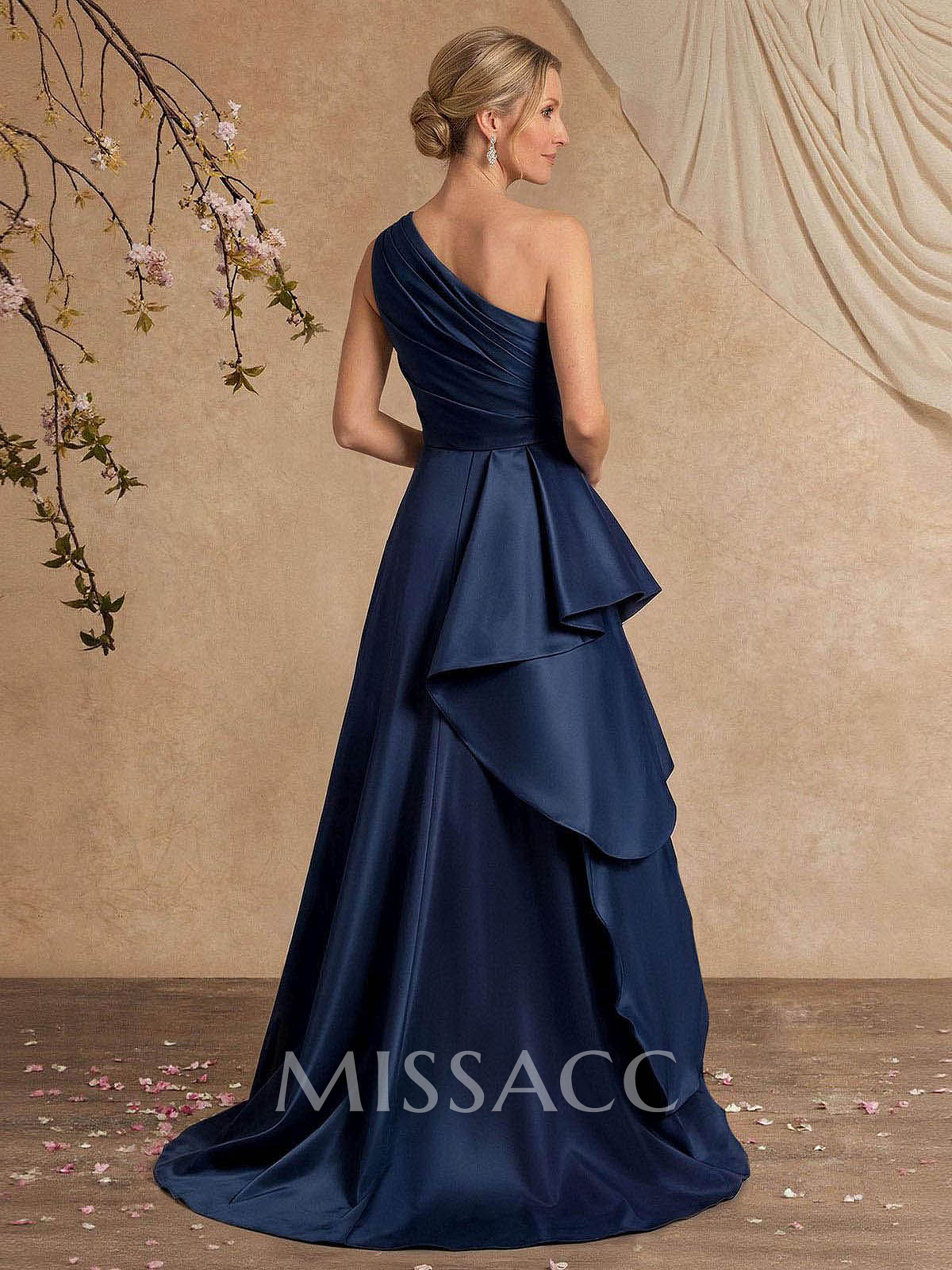 A-Line One-Shoulder Sleeveless Sweep Train Taffeta Mother Of The Bride Dresses With Ruffle A-Line One-Shoulder Sleeveless Sweep Train Taffeta Mother Of The Bride Dresses With Ruffle