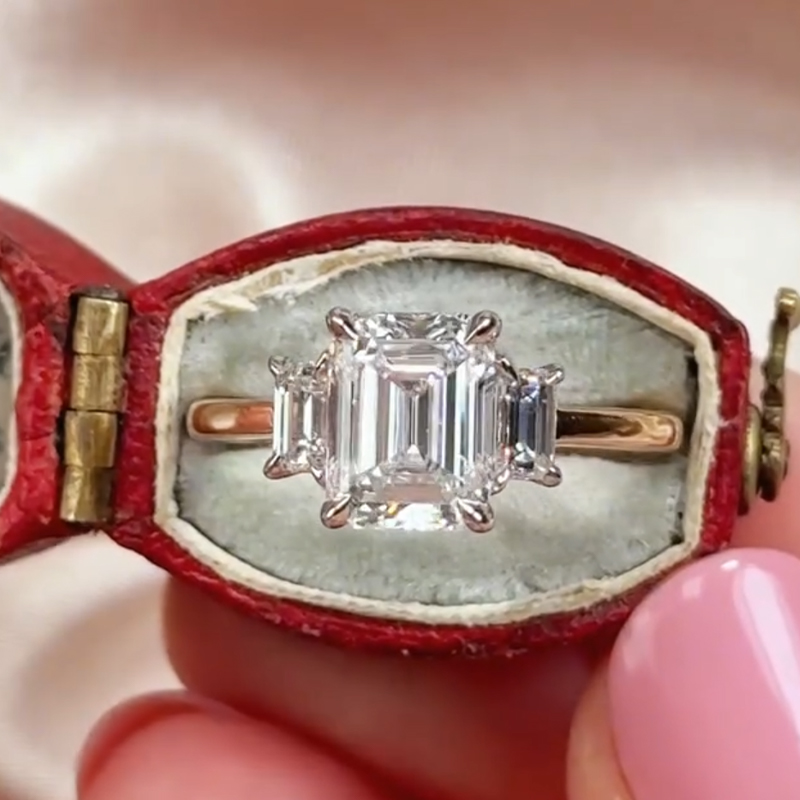 1CT Emerald Cut Zircon Engagement Rings In Sterling Silver