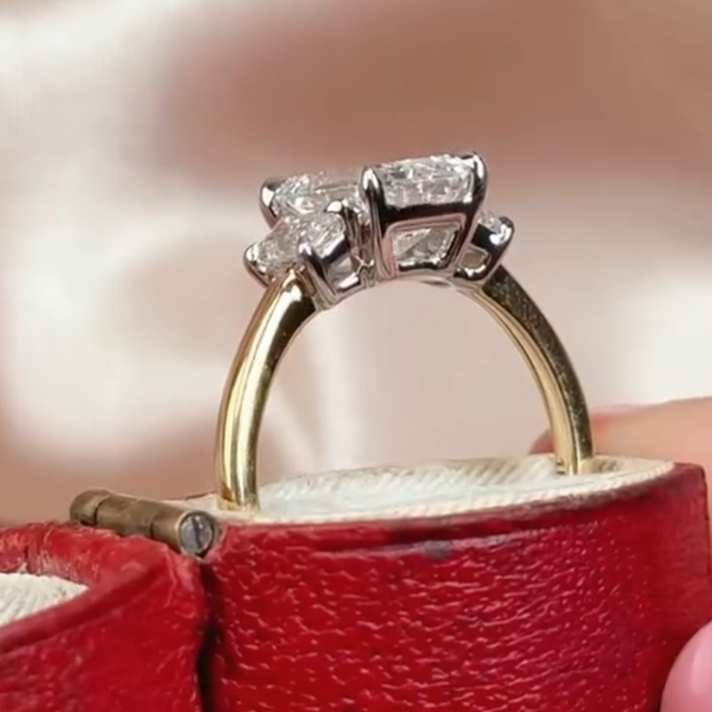 1CT Emerald Cut Zircon Engagement Rings In Sterling Silver