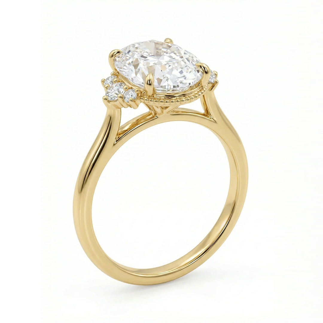 5CT 9*11mm Round Cut/Oval Cut Moissanite Engagement Rings In Sterling Silver