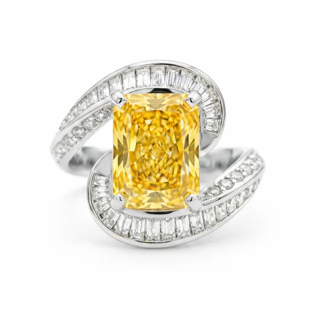 10*12mm Emerald Cut Sona Simulated Diamonds Engagement Rings In Sterling Silver