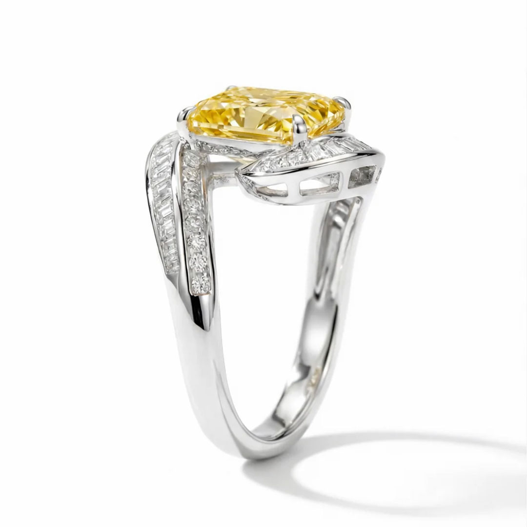 10*12mm Emerald Cut Sona Simulated Diamonds Engagement Rings In Sterling Silver