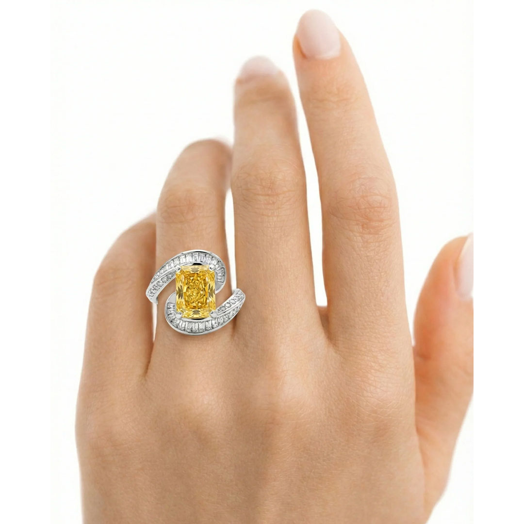 10*12mm Emerald Cut Sona Simulated Diamonds Engagement Rings In Sterling Silver