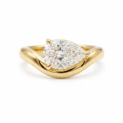 5CT 9*13mm Pear Cut Moissanite Engagement Rings In Sterling Silver