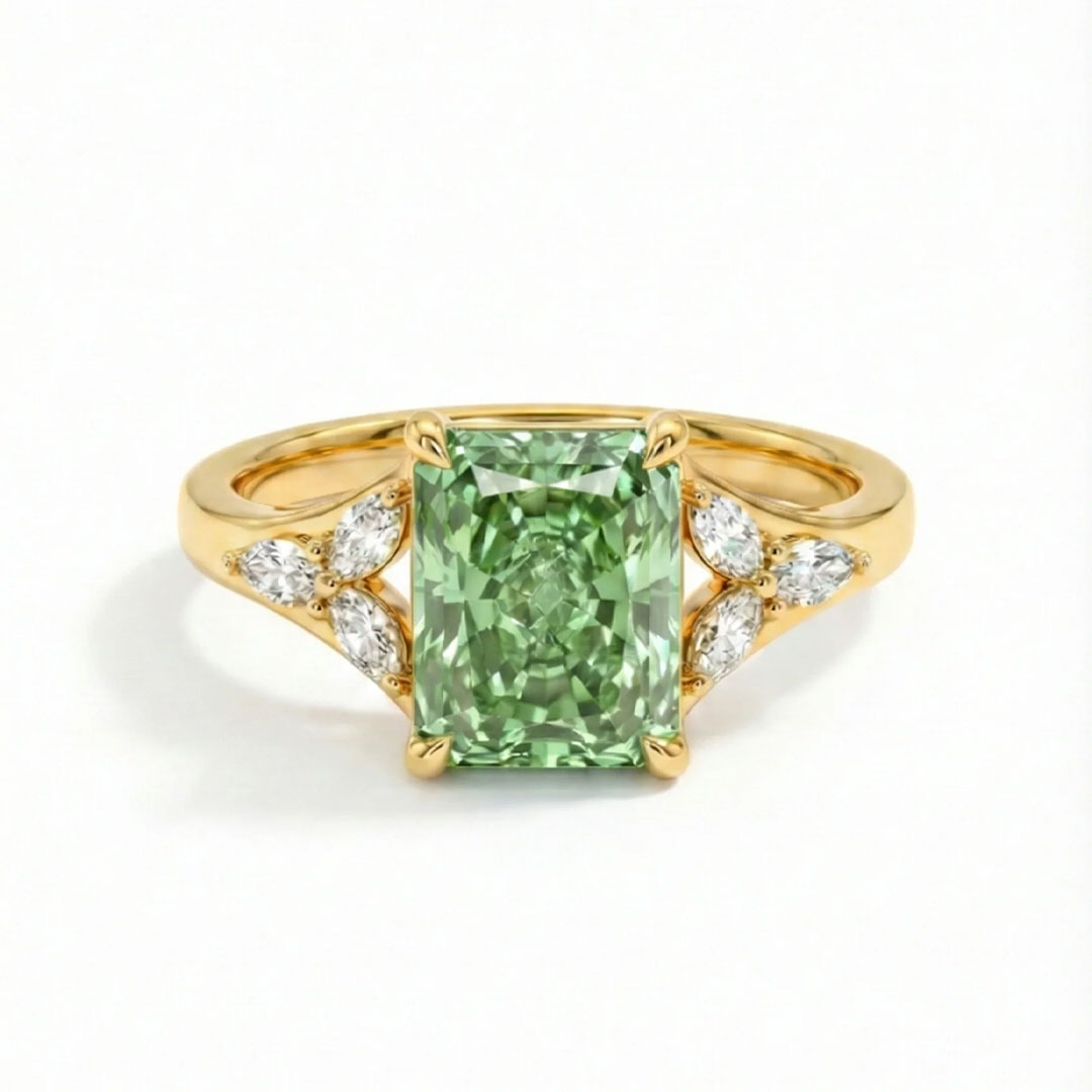 10*12mm Emerald Cut Sona Simulated Diamonds Engagement Rings In Sterling Silver