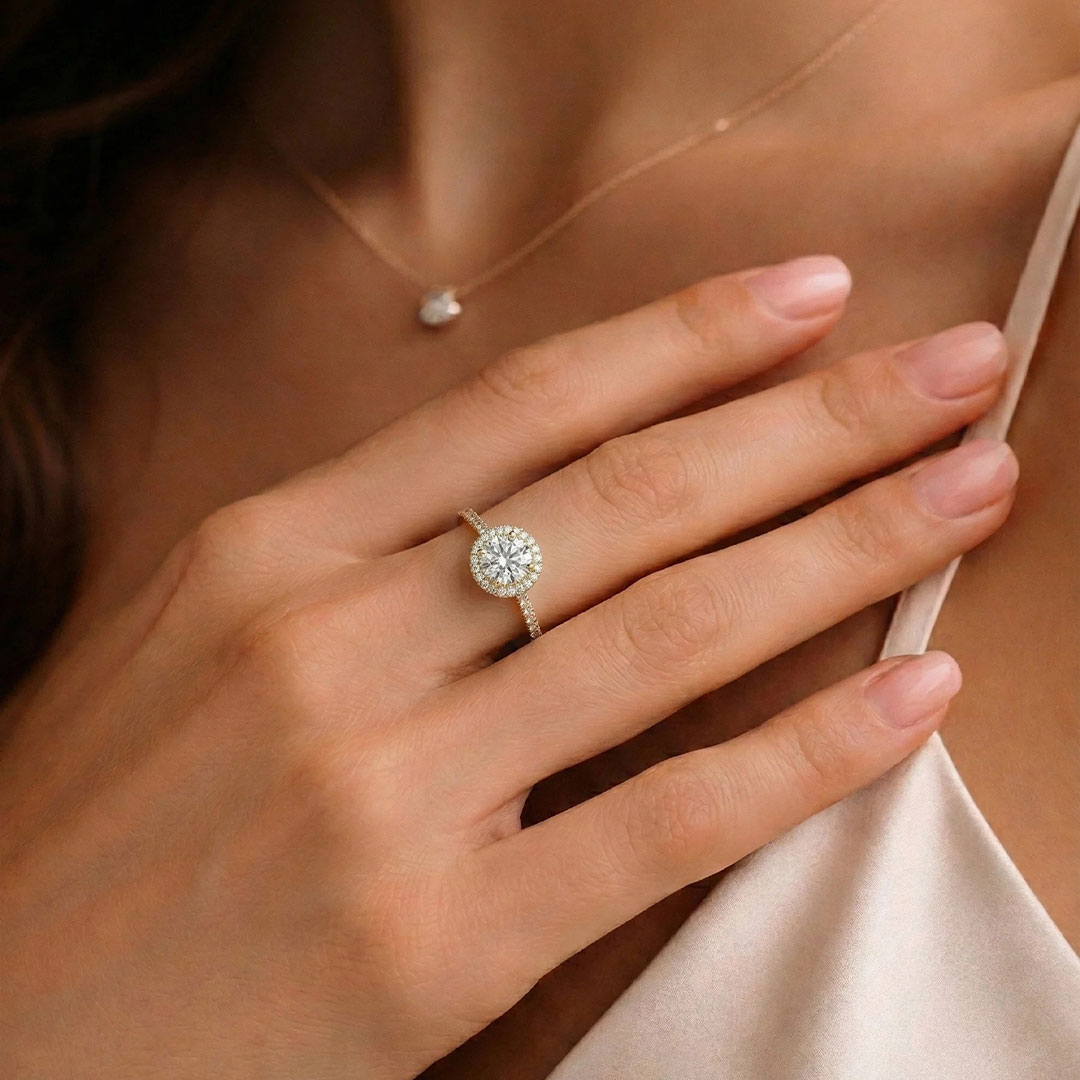 1CT 6*5mm Round Cut Moissanite Engagement Rings In Sterling Silver