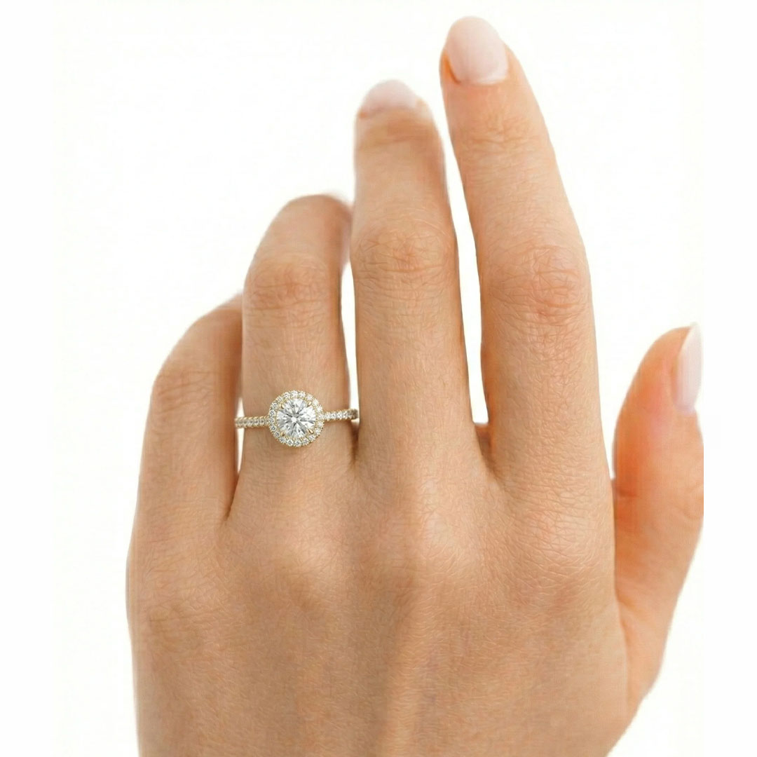 1CT 6*5mm Round Cut Moissanite Engagement Rings In Sterling Silver