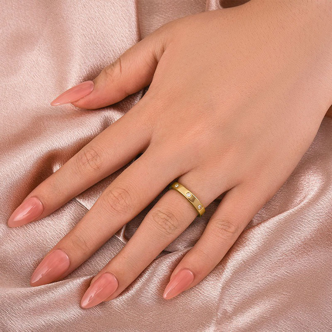 Round Cut Moissanite Wedding Bands In Sterling Silver