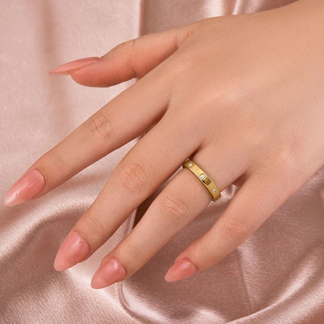 Round Cut Moissanite Wedding Bands In Sterling Silver