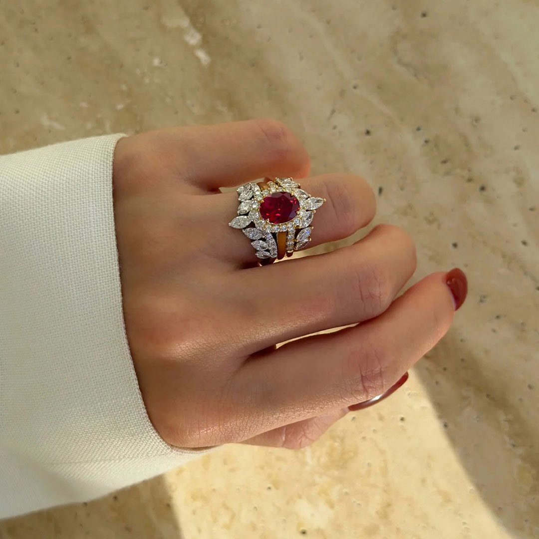 9*12mm Oval Cut Sona Simulated Diamonds Engagement Rings Sets In Sterling Silver