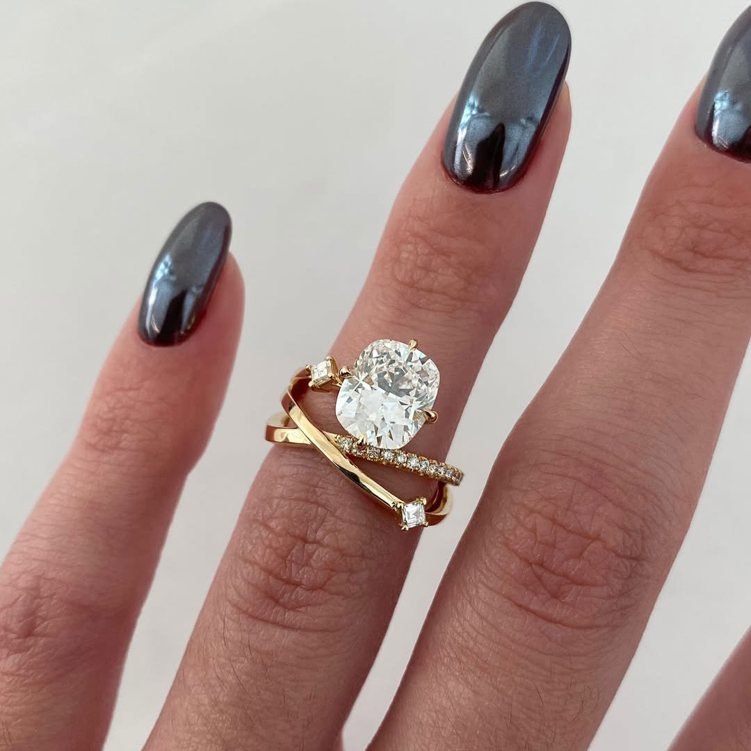 4CT 8*10mm Cushion Cut Moissanite Engagement Rings In Sterling Silver