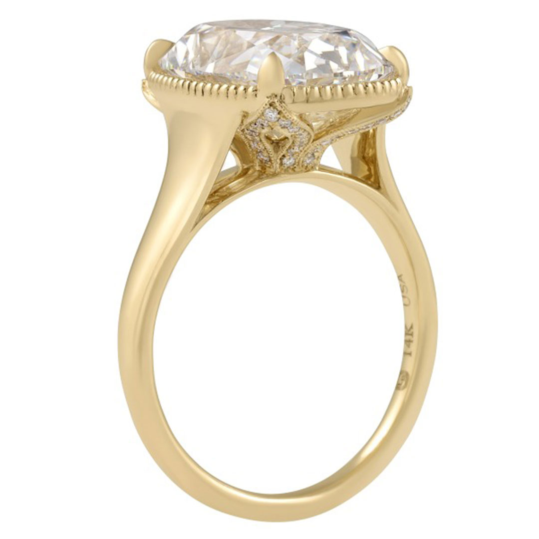 8CT 10*12mm Cushion Cut Moissanite Engagement Rings In Sterling Silver