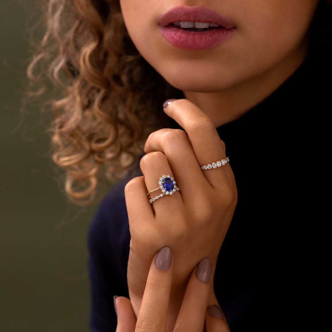 6*8mm Oval Cut Sona Simulated Diamonds Engagement Rings In Sterling Silver