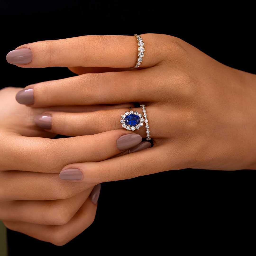 6*8mm Oval Cut Sona Simulated Diamonds Engagement Rings In Sterling Silver