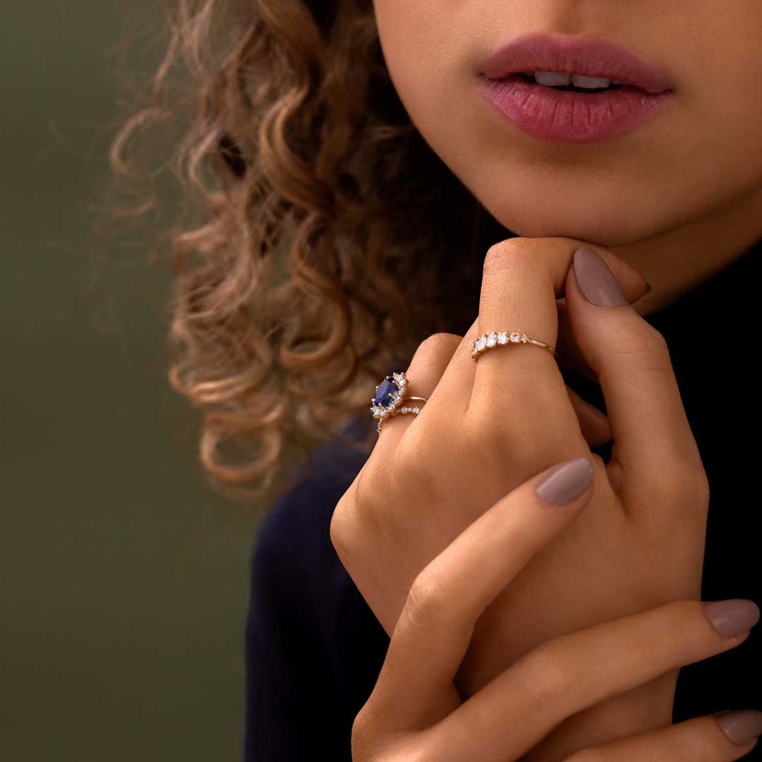 6*8mm Oval Cut Sona Simulated Diamonds Engagement Rings In Sterling Silver